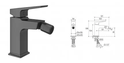 Смеситель для биде «Aqueduto» Claro CLA0545 оружейная сталь Смеситель для биде «Aqueduto» Claro CLA0545 оружейная сталь