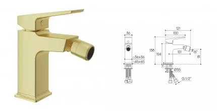 Смеситель для биде «Aqueduto» Claro CLA0550 шлифованное золото Смеситель для биде «Aqueduto» Claro CLA0550 шлифованное золото
