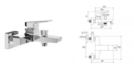 Смеситель для ванны с душем «Aqueduto» Claro CLA0600 хром Смеситель для ванны с душем «Aqueduto» Claro CLA0600 хром