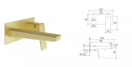 Смеситель для раковины «Aqueduto» Claro CLA0450 шлифованное золото Смеситель для раковины «Aqueduto» Claro CLA0450 шлифованное золото
