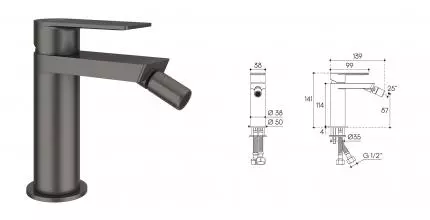 Смеситель для биде «Aqueduto» Geometrico GEO0545 оружейная сталь Смеситель для биде «Aqueduto» Geometrico GEO0545 оружейная сталь