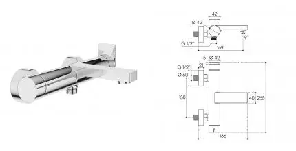 Смеситель для ванны с душем «Aqueduto» Geometrico GEO0600 хром Смеситель для ванны с душем «Aqueduto» Geometrico GEO0600 хром