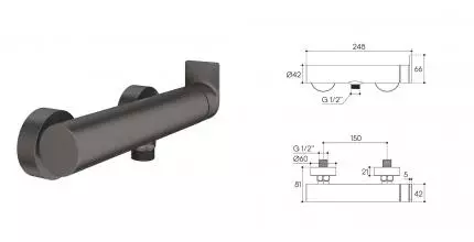 Смеситель для душа «Aqueduto» Geometrico GEO0745 оружейная сталь Смеситель для душа «Aqueduto» Geometrico GEO0745 оружейная сталь