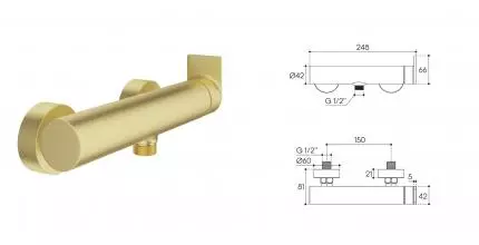 Смеситель для душа «Aqueduto» Geometrico GEO0750 шлифованное золото Смеситель для душа «Aqueduto» Geometrico GEO0750 шлифованное золото