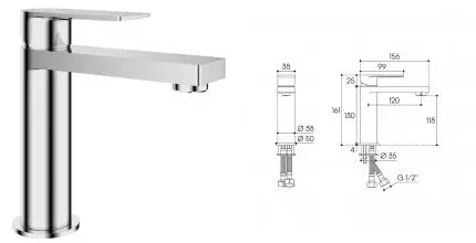 Смеситель для раковины «Aqueduto» Geometrico GEO0200 хром