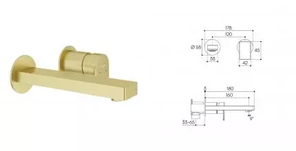 Смеситель для раковины «Aqueduto» Geometrico GEO0450 шлифованное золото Смеситель для раковины «Aqueduto» Geometrico GEO0450 шлифованное золото