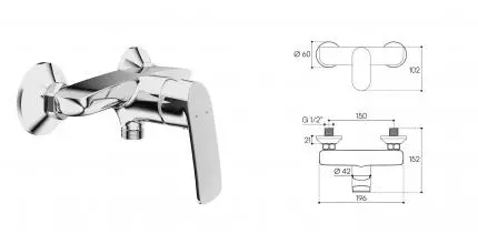 Смеситель для душа «Aqueduto» Suave SUA0700 хром Смеситель для душа «Aqueduto» Suave SUA0700 хром