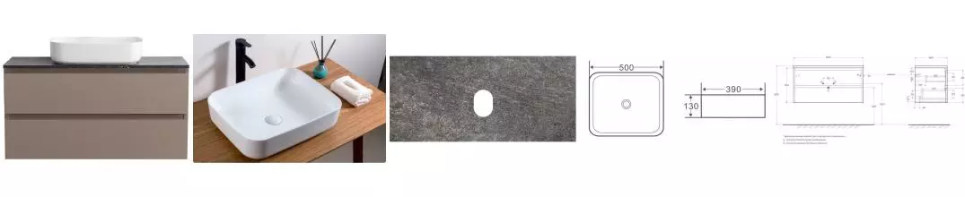 Тумба с раковиной «Belbagno» Kraft 100 (50/39) столешница KEP-100-GRN-W0 100/47 Granito подвесная бежевая матовая