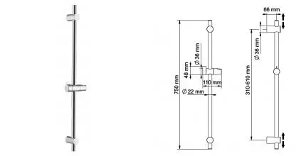 Штанга для душа «Swedbe» Calypso 5146 хром