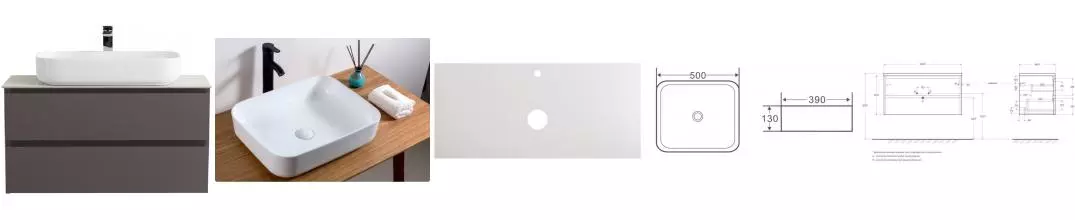 Тумба с раковиной «Belbagno» Kraft 100 (50/39) столешница KEP-100-BO 101/47 Bianco Opaco подвесная тёмно-серая матовая