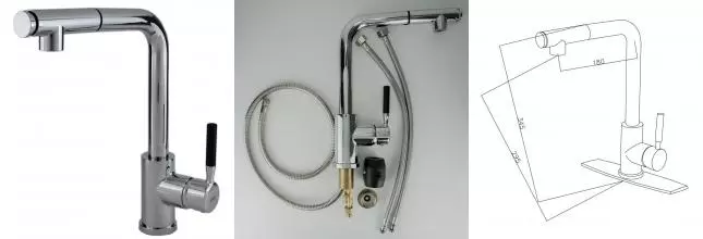 Смеситель для кухонной мойки «ESKO» Kitchen K12 с выдвижным изливом хром Смеситель для кухонной мойки «ESKO» Kitchen K12 с выдвижным изливом хром