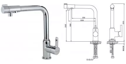 Смеситель для кухни с подключением к фильтру «ESKO» Kitchen K23 хром