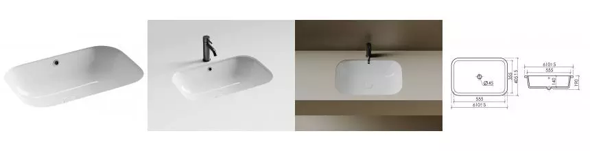 Раковина «Ceramica Nova» Era CN15007 61/41 фарфоровая белая Раковина «Ceramica Nova» Era CN15007 61/41 фарфоровая белая