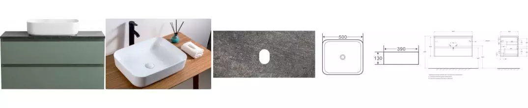Тумба с раковиной «Belbagno» Kraft 100 (50/39) столешница KEP-100-GRN-W0 100/47 Granito подвесная еловая матовая