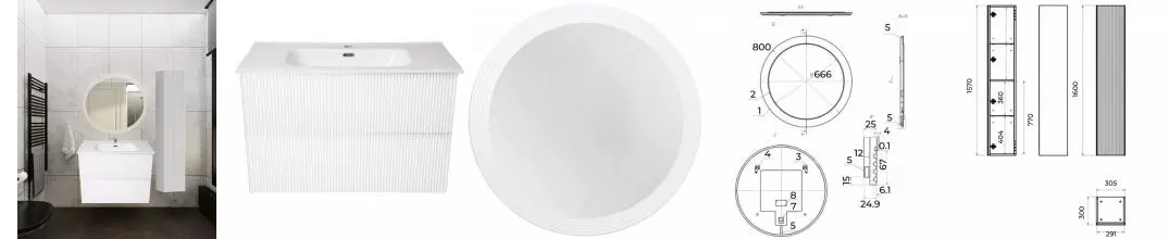 Мебель для ванной подвесная «La Fenice» Terra Twin 100 Bianco