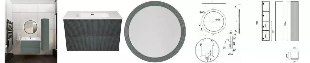 Мебель для ванной подвесная «La Fenice» Terra Twin 100 Grigio