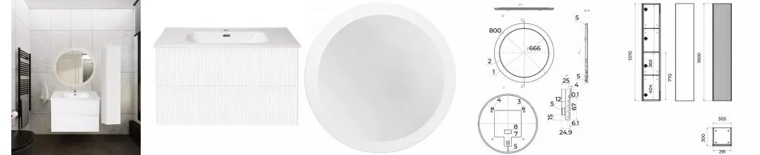 Мебель для ванной подвесная «La Fenice» Terra Twin 80 Bianco