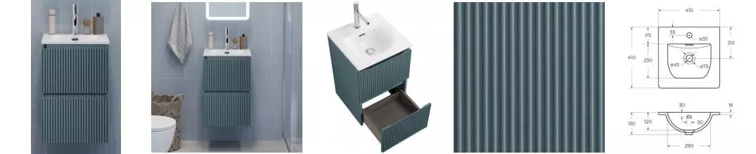 Тумба с раковиной «Belbagno» Uno Mini 40 (BB-8099-3-40 41/41) подвесная голубая матовая