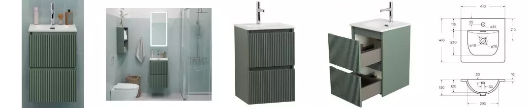 Тумба с раковиной «Belbagno» Uno Mini 40 (BB-8099-3-40 41/41) подвесная еловая матовая Тумба с раковиной «Belbagno» Uno Mini 40 (BB-8099-3-40 41/41) подвесная еловая матовая