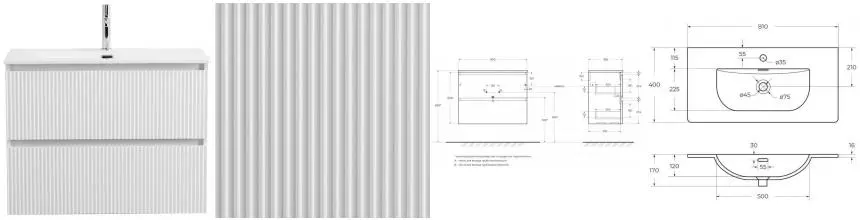 Тумба с раковиной «Belbagno» Uno Mini 80 (BB-8099-3-80 81/40) подвесная Bianco Opaco