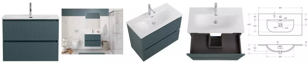 Тумба с раковиной «Belbagno» Uno Mini 80 (BB-8099-3-80 81/40) подвесная голубая матовая
