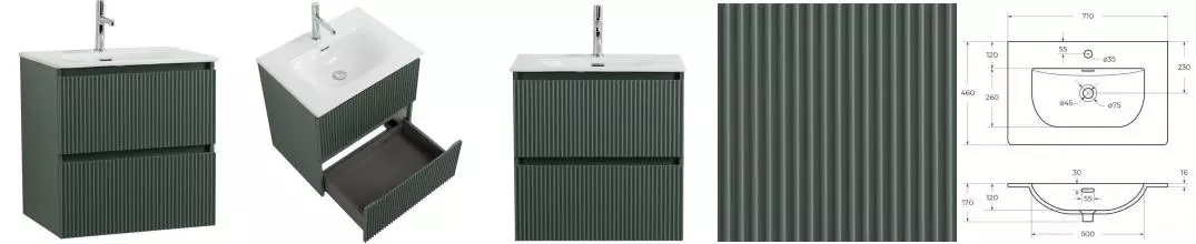 Тумба с раковиной «Belbagno» Uno 70 (BB-8099-70 71/46) подвесная еловая матовая