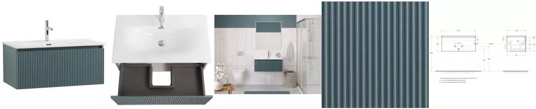 Тумба с раковиной «Belbagno» Uno 80 с 1 ящиком (BB-8099-80 81/46) подвесная голубая матовая