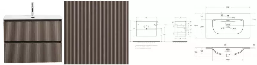 Тумба с раковиной «Belbagno» Uno 80 (BB-8099-80 81/46) подвесная бежевая матовая Тумба с раковиной «Belbagno» Uno 80 (BB-8099-80 81/46) подвесная бежевая матовая