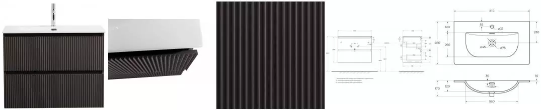 Тумба с раковиной «Belbagno» Uno 80 (BB-8099-80 81/46) подвесная тёмно-серая матовая Тумба с раковиной «Belbagno» Uno 80 (BB-8099-80 81/46) подвесная тёмно-серая матовая