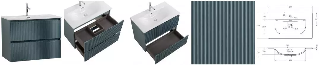 Тумба с раковиной «Belbagno» Uno 80 (BB-8099-80 81/46) подвесная голубая матовая
