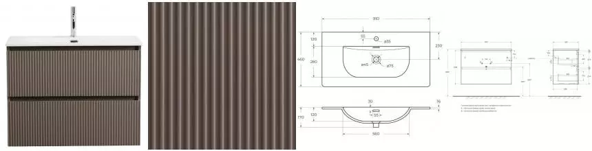 Тумба с раковиной «Belbagno» Uno 90 (BB-8099-90 91/46) подвесная бежевая матовая Тумба с раковиной «Belbagno» Uno 90 (BB-8099-90 91/46) подвесная бежевая матовая