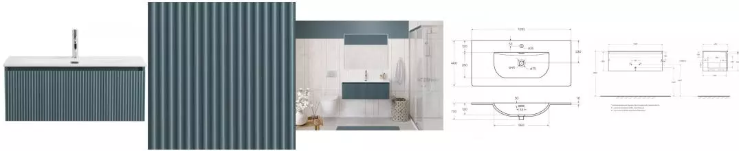 Тумба с раковиной «Belbagno» Uno 100 с 1 ящиком (BB-8099-100 101/46) подвесная голубая матовая