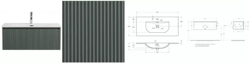 Тумба с раковиной «Belbagno» Uno 100 с 1 ящиком (BB-8099-100 101/46) подвесная еловая матовая