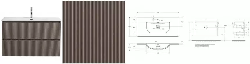 Тумба с раковиной «Belbagno» Uno 100 (BB-8099-100 101/46) подвесная бежевая матовая