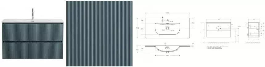 Тумба с раковиной «Belbagno» Uno 100 (BB-8099-100 101/46) подвесная голубая матовая