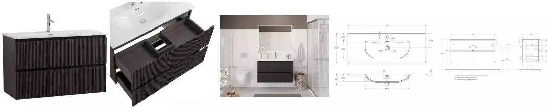 Тумба с раковиной «Belbagno» Uno 120 (BB-8099-120 121/46) подвесная тёмно-серая матовая