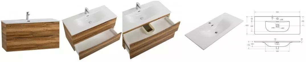 Тумба с раковиной «Belbagno» Marino-cer-mini 100 (BB-8099-3-100 101/40) подвесная Rovere Rustico