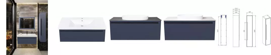 Мебель для ванной подвесная «La Fenice» Elba 100 Blu Grigio