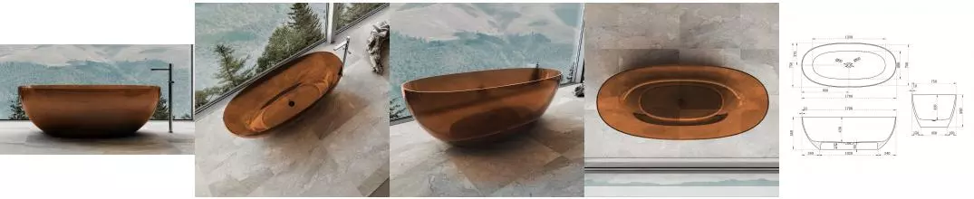 Ванна из полиэфирной смолы «Vincea» VBT-6T01BR 170/75 янтарь прозрачная