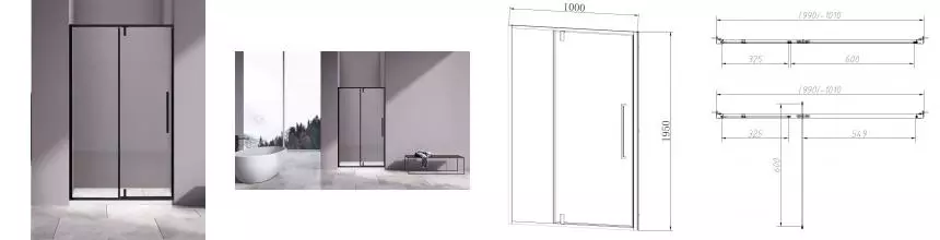 Душевая дверь «Vincea» Slim-N VDP-4SN100CLB 100/195 прозрачная/чёрная матовая универсальная