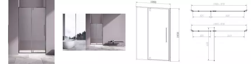Душевая дверь «Vincea» Slim-N VDP-4SN100CLGM 100/195 прозрачная/вороненая сталь универсальная