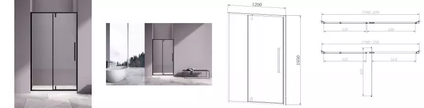 Душевая дверь «Vincea» Slim-N VDP-4SN120CLB 120/195 прозрачная/чёрная матовая универсальная
