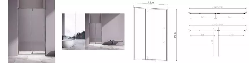 Душевая дверь «Vincea» Slim-N VDP-4SN120CLGM 120/195 прозрачная/вороненая сталь универсальная
