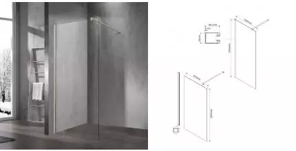 Душевая перегородка «Vincea» Walk-In VSW-1H100CLBN 100/200 прозрачная/брашированный никель универсальная