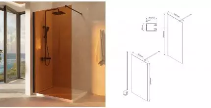 Душевая перегородка «Vincea» Walk-In VSW-1H100GSB 100/200 янтарь/чёрная матовая универсальная Душевая перегородка «Vincea» Walk-In VSW-1H100GSB 100/200 янтарь/чёрная матовая универсальная