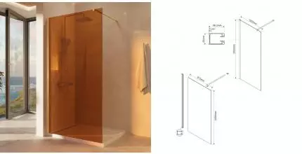 Душевая перегородка «Vincea» Walk-In VSW-1H100GSG 100/200 янтарь/матовое золото универсальная