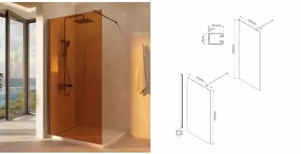 Душевая перегородка «Vincea» Walk-In VSW-1H100GSGM 100/200 янтарь/вороненая сталь универсальная