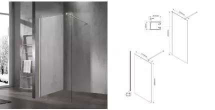 Душевая перегородка «Vincea» Walk-In VSW-1H120CLBN 120/200 прозрачная/брашированный никель универсальная