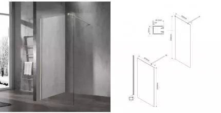 Душевая перегородка «Vincea» Walk-In VSW-1H900CLBN 90/200 прозрачная/брашированный никель универсальная