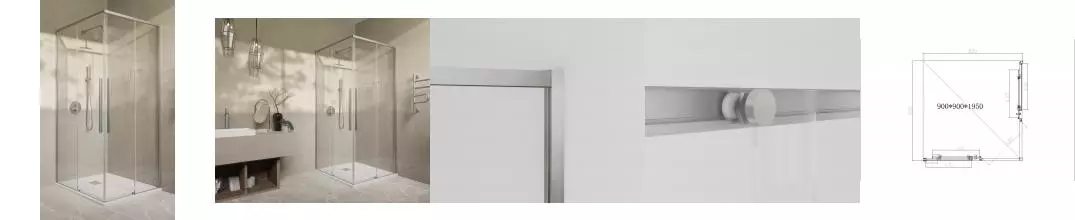 Душевой угол-ограждение «Vincea» Slim-N VSS-4SN900CLBN 90/90 прозрачный/брашированный никель квадратный без поддона